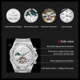 OLEVS 9805 Fashion Tourbillon Men Watch Moon Phase Calendar Week Waterproof Watch Luxury Fully Automatic Mechanical Clock Reloj