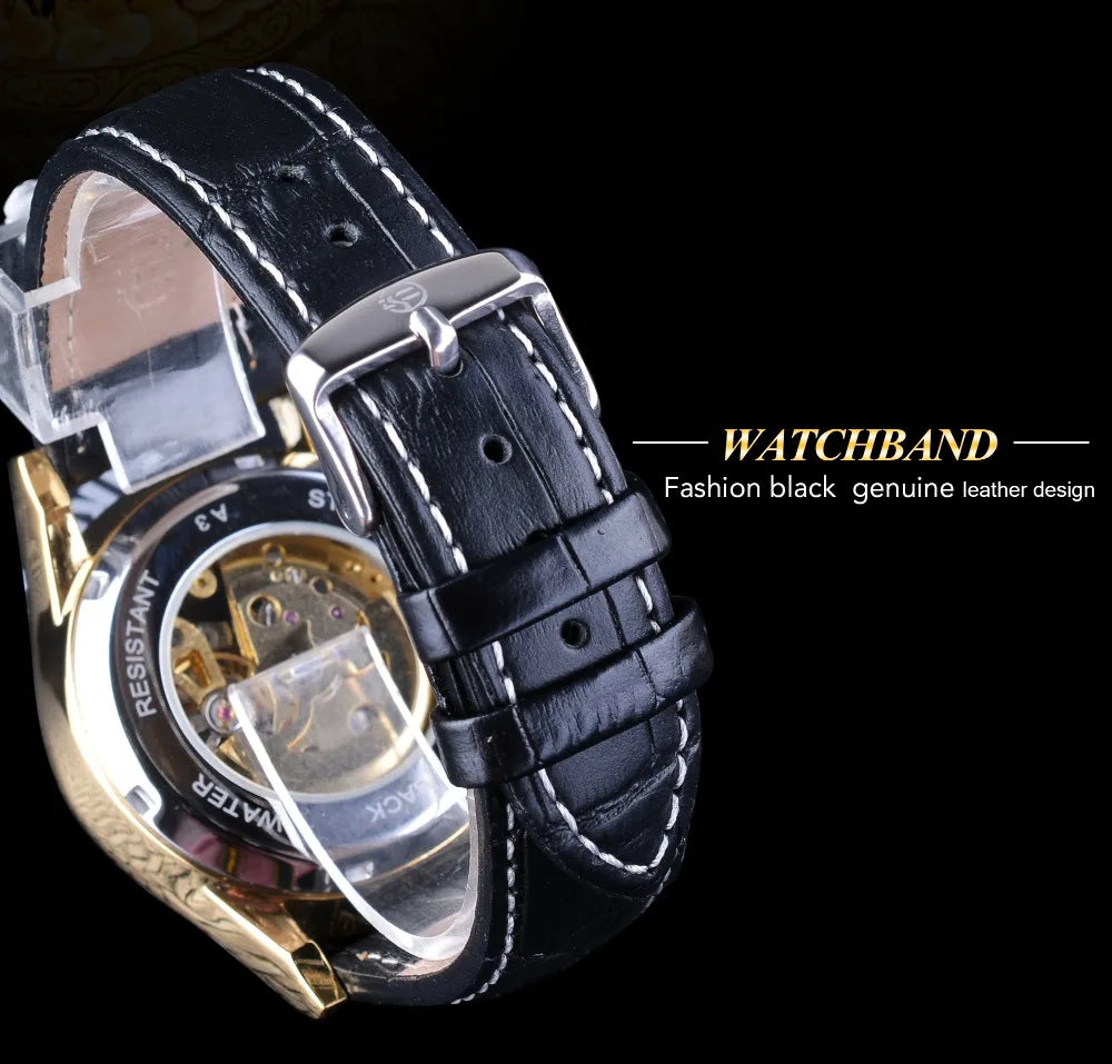 Forsining Automatic Skeleton Watch - Dragon Design Gold