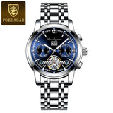 POEDAGAR Men Watch Automatic Mechanical Man Wrist Watch Hollow Tourbillon Stainless Steel Waterproof Luminous Date Mens Watches