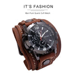 2025 Mens Quartz Wristwatch Fashion Cowhide Watchband Vintage Punk Big Round Watches Men Wide Genuine Leather Bracelets Clock