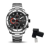 MEGIR 2075 Luxury Brand Stainless Steel Business Wristwatch Chronograph Quartz Men Watch Male Clock Hour Time Relogio Masculino
