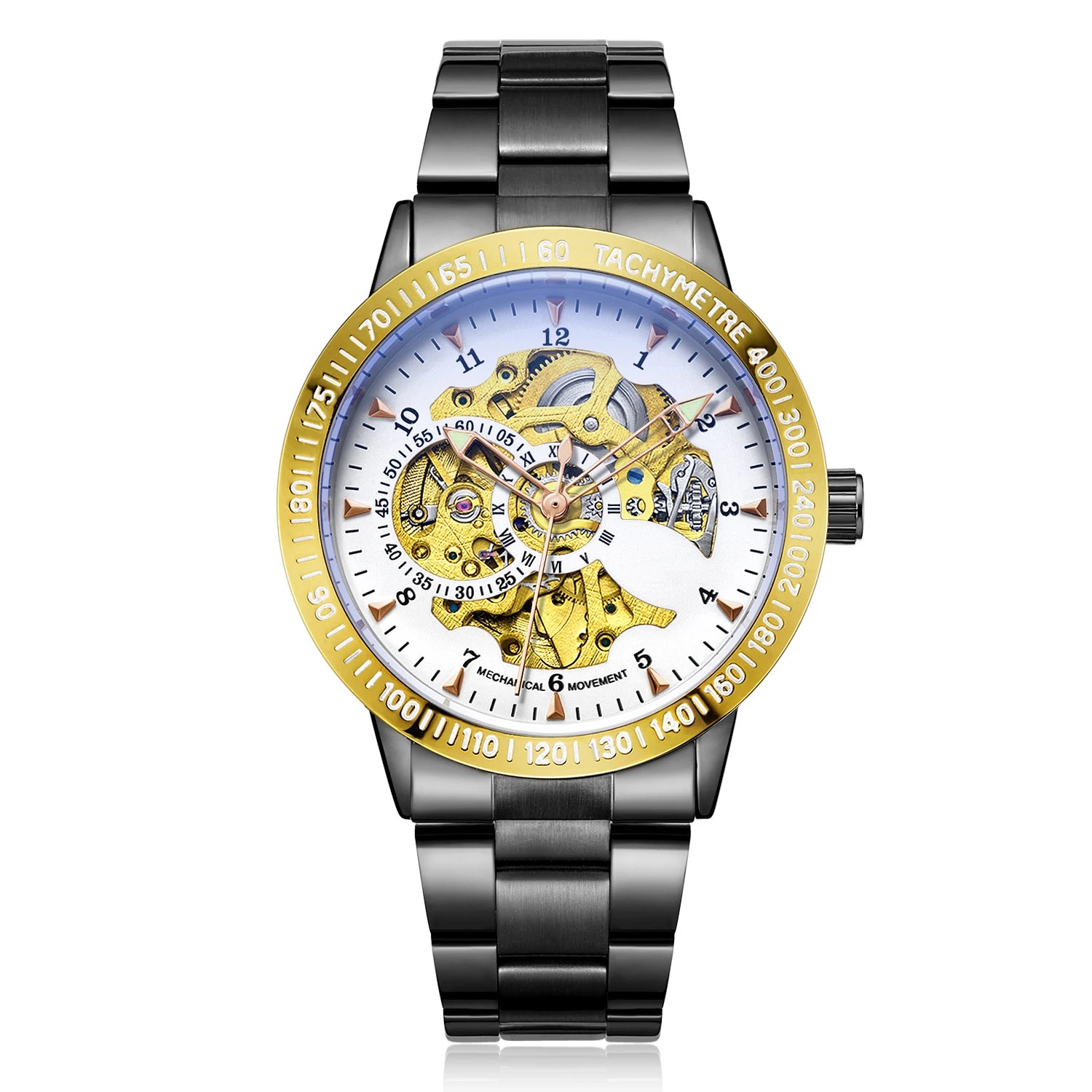 Luxury Brand Classic Skeleton Automatic Watch for Mens Black White Cheap Mechanical Wrist Men Watch Oem Customised
