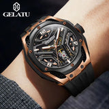 GELATU 6007 Men Watch Tourbillon Fully Automatic Mechanical Watch Luxury Band Fashion Sports Waterproof Man Watch Reloj Hombres