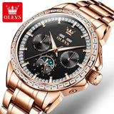 OLEVS 6695 Mechanical Automatic Movt Watches High Quality Stainless Steel Strap Auto Week 24 Hours Moon Phase Display SmartWatch