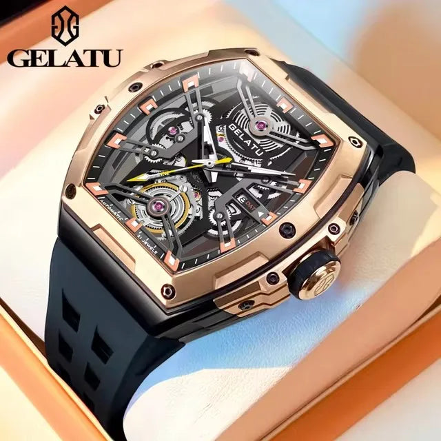 GELATU 6012 Classics High Quality Men Watch Waterproof Silicone Strap Luxury Waterproof Automatic Mechanical Wristwatch Clock