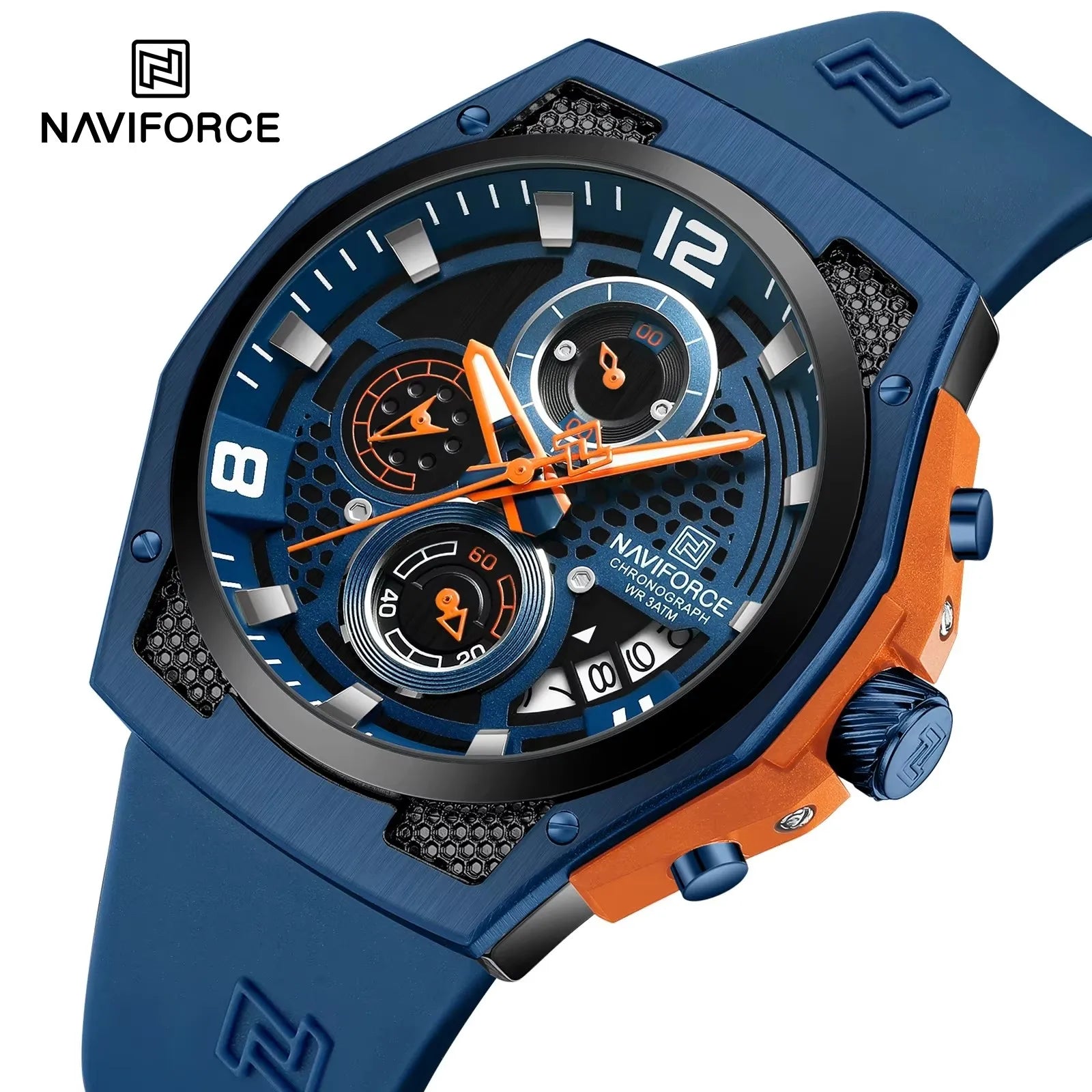 NAVIFORCE 8051 New Arrive High Quality Luxury Classics Men Watch Silicone Strap Waterproof Male Quartz Wrist Watch Sport Clock