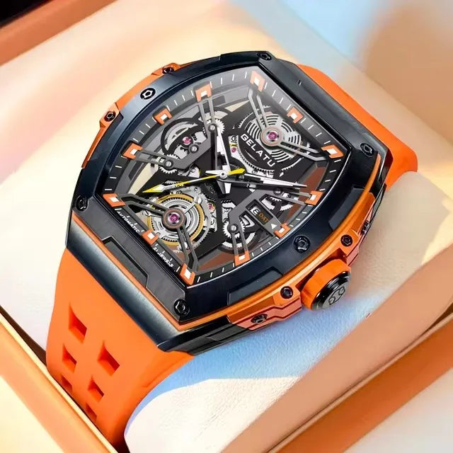 GELATU 6012 Classics High Quality Men Watch Waterproof Silicone Strap Luxury Waterproof Automatic Mechanical Wristwatch Clock