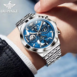 OUPINKE 3256 Fashion Men Watch Nebula Surge Dial Men Waterproof Night Light Calendar Week Original Automatic Mechanical Watch