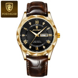 POEDAGAR 615 Men's Watch New Leather Men Watch Waterproof Luminous Date Week Quartz Diamond Watches for Men Factory Wholesale