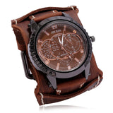 2025 Mens Quartz Wristwatch Fashion Cowhide Watchband Vintage Punk Big Round Watches Men Wide Genuine Leather Bracelets Clock