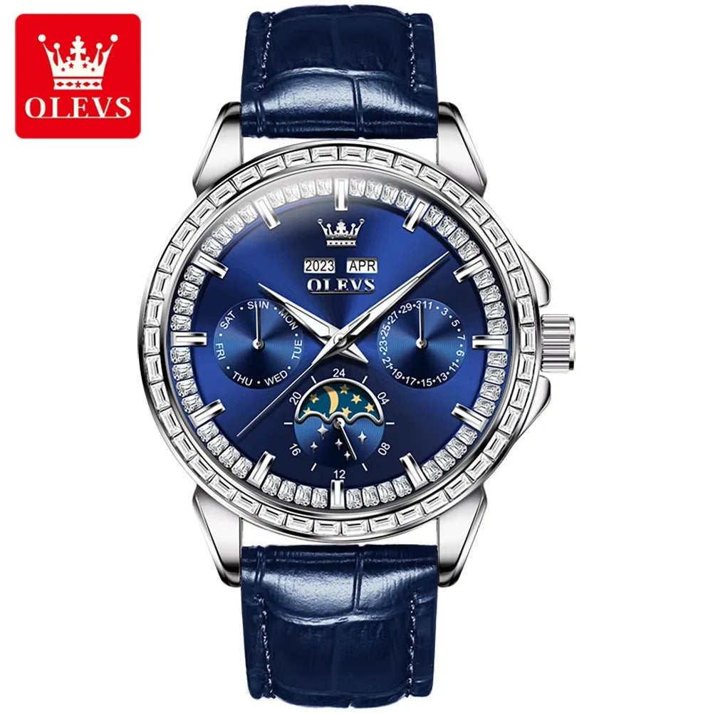 OLEVS 6695 Automatic Mechanical Watch - Leather Strap Calendar Function