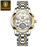 POEDAGAR Men Watch Automatic Mechanical Man Wrist Watch Hollow Tourbillon Stainless Steel Waterproof Luminous Date Mens Watches