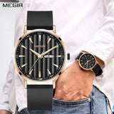 MEGIR 1081 Luxury Big Dial Men Watch Fashion Waterproof Week Display Luminous Hands Silicone Strap Quartz Watches Reloj Hombre