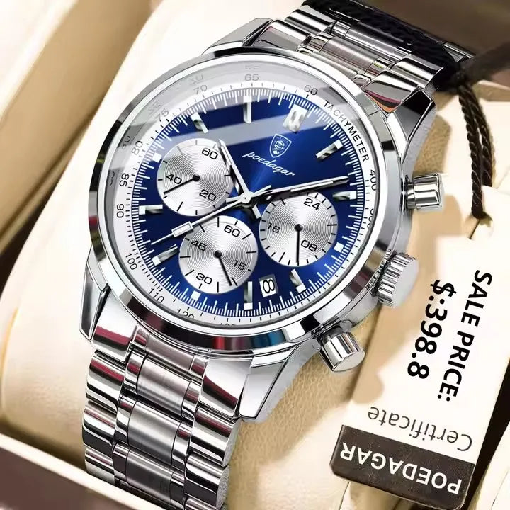 POEDAGAR Luxury Sports Watch for Man Waterproof Luminous Date Chronograph Men Watch Leather Quartz Men's Watches Clock Reloj 921