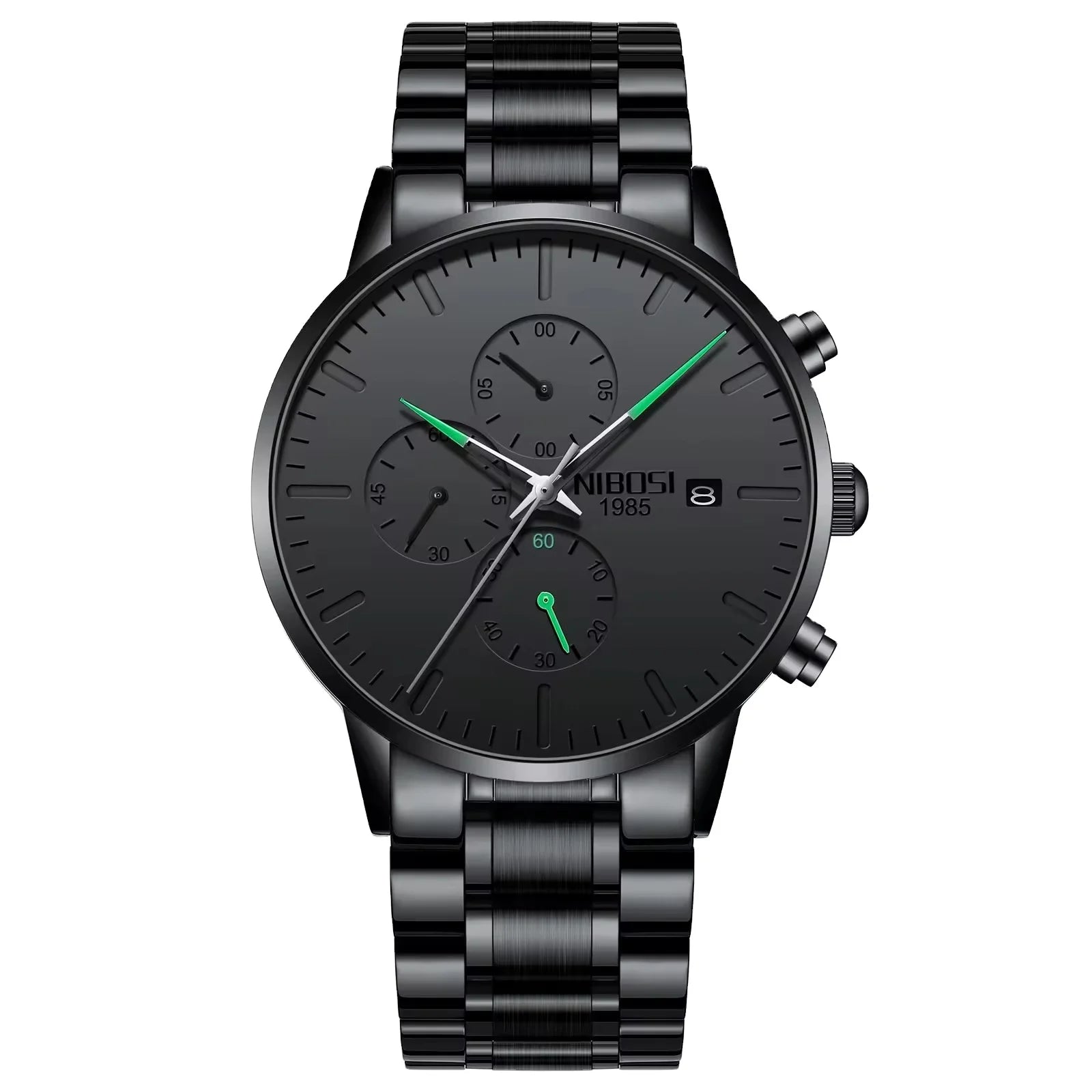 NIBOSI 2588 Customize Logo All Black Design Business Men Watch Luminous Wristwatches Stainless Steel Quartz Watches