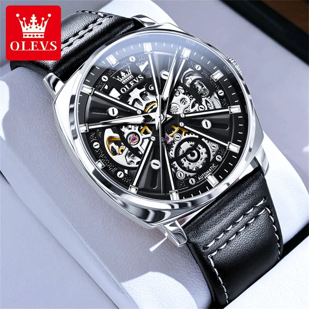 OLEVS 6685 Men Watch Elegant Brand Famous Luxury Rose Gold Watches Male Leather Butterfly Design Wristwatches Relogio