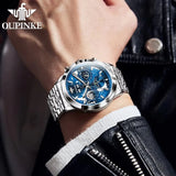 OUPINKE 3256 Fashion Men Watch Nebula Surge Dial Men Waterproof Night Light Calendar Week Original Automatic Mechanical Watch