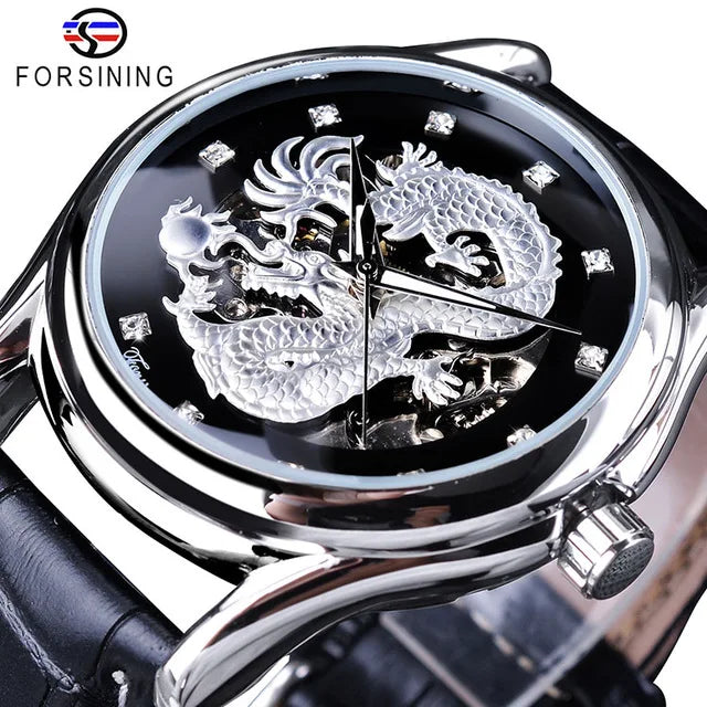 Forsining Automatic Skeleton Watch - Dragon Design Gold