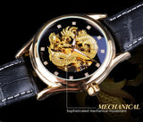 Top Brand Luxury Forsining Watch Diamond Display Dragon Golden Display Luminous Hand Transparent Men Watch Mechanical Watch