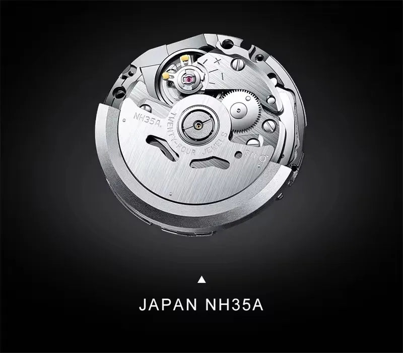 CADISEN 2024 New Design NH35A Movement Men Watch Mechanical Watch Male 100M Waterproof Automatic Sapphire Wrist Watch Blue Clock