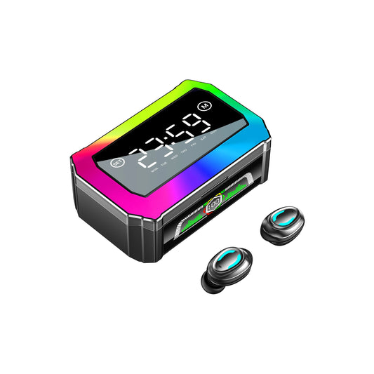 2025 Top Ranking Clock Display GQ-03 Earbuds Colorful Light In-Ear Earphones Headphones Wireless Gaming Headset