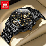 Olevs 9910 Sports Automatic Tourbillon Slef Wind Luxury Waterproof Metal Classic Cool Stainless Steel Luminous Date Men Watch