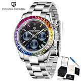 Ice Blue PAGANI DESIGN 1644 Men Watch Quartz Chronograph Waterproof  VK63 AR Sapphire Wristwatch