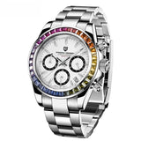 Ice Blue PAGANI DESIGN 1644 Men Watch Quartz Chronograph Waterproof  VK63 AR Sapphire Wristwatch