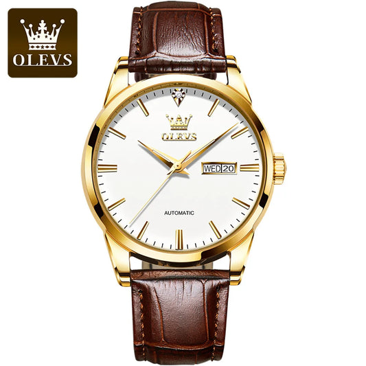 OLEVS 6629 Wholesale Factory Custom Relojes Fashion Design Business Woman Leather Classic Mechanical Watch Men Watch