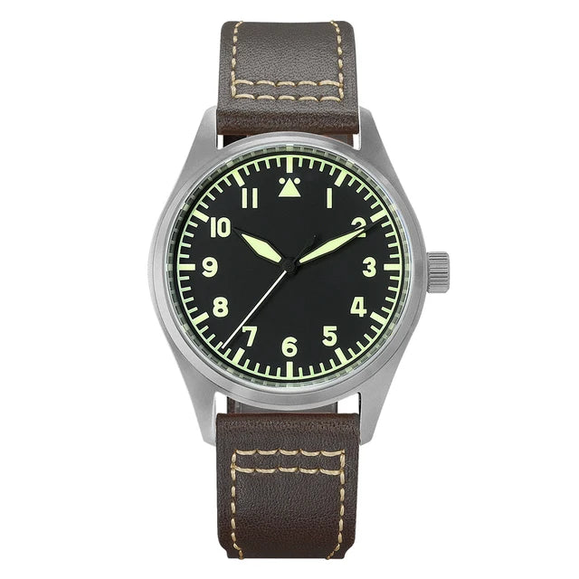 Titanium Vintage YN55 Automatic Mechanical Diver Watch for Men Waterproof Luminous Leather Strap with Pointer Dial Display