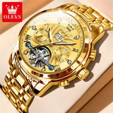 Olevs 9910 Sports Automatic Tourbillon Slef Wind Luxury Waterproof Metal Classic Cool Stainless Steel Luminous Date Men Watch