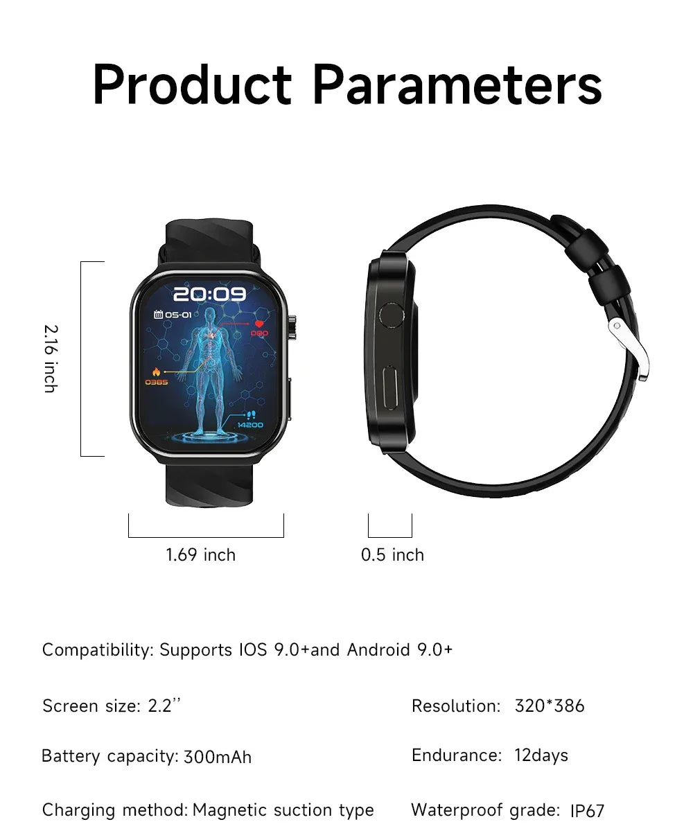 Smart Watch Wireless Calling Message Reminder Sleep Tracker Multiple Sports Fitness Tracker 2.2 Inch HD Display 120+ Exercise - Wear444