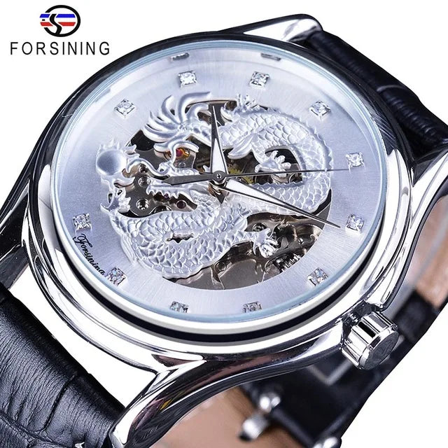 Forsining Automatic Skeleton Watch - Dragon Design Gold