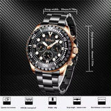 Luxury Brand BIDEN 0239 Quartz Analog Business Men Watch Date Chronograph Waterproof Stainless Steel Wristwatch 12/24 Hour Clock