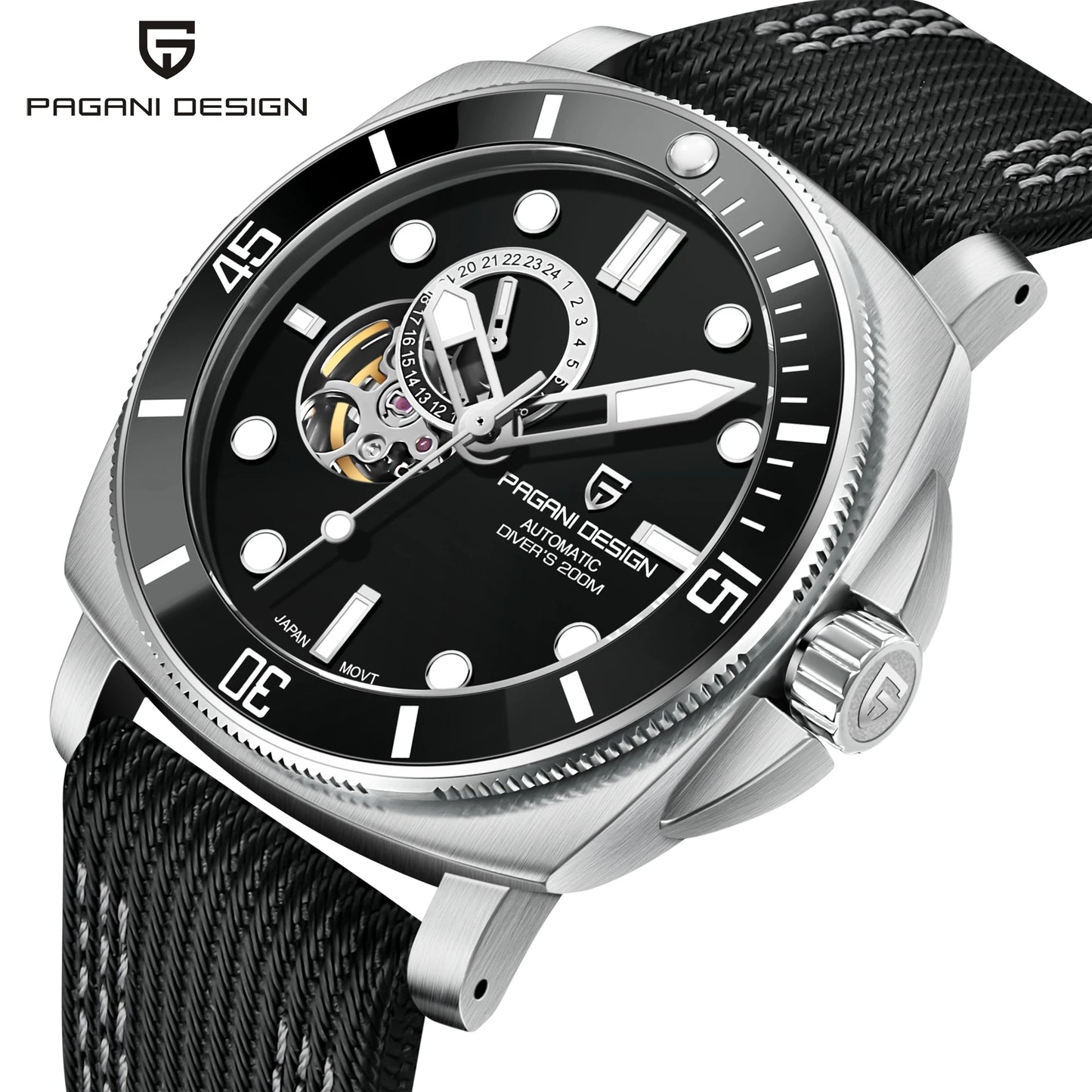 Pagani Design Black PD1736 Men Watch Mechanical Watches Other Timepiece Men's Skeleton Mechanical Watch Automatic New