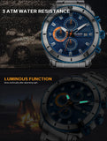 MEGIR 2075 Luxury Brand Stainless Steel Business Wristwatch Chronograph Quartz Men Watch Male Clock Hour Time Relogio Masculino