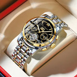 POEDAGAR Men Watch Automatic Mechanical Man Wrist Watch Hollow Tourbillon Stainless Steel Waterproof Luminous Date Mens Watches