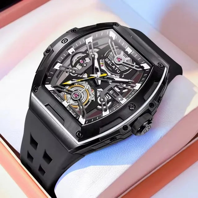 GELATU 6012 Classics High Quality Men Watch Waterproof Silicone Strap Luxury Waterproof Automatic Mechanical Wristwatch Clock