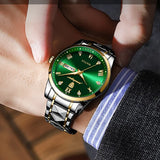 New POEDAGAR 985 Top Brand Luxury Green Dial Men Watch Waterproof Luminous Date Clock Mechanical Watch for Men Quartz Wristwatch