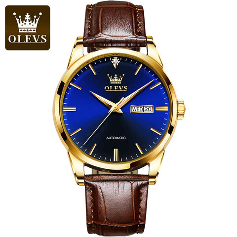 OLEVS 6629 Wholesale Factory Custom Relojes Fashion Design Business Woman Leather Classic Mechanical Watch Men Watch