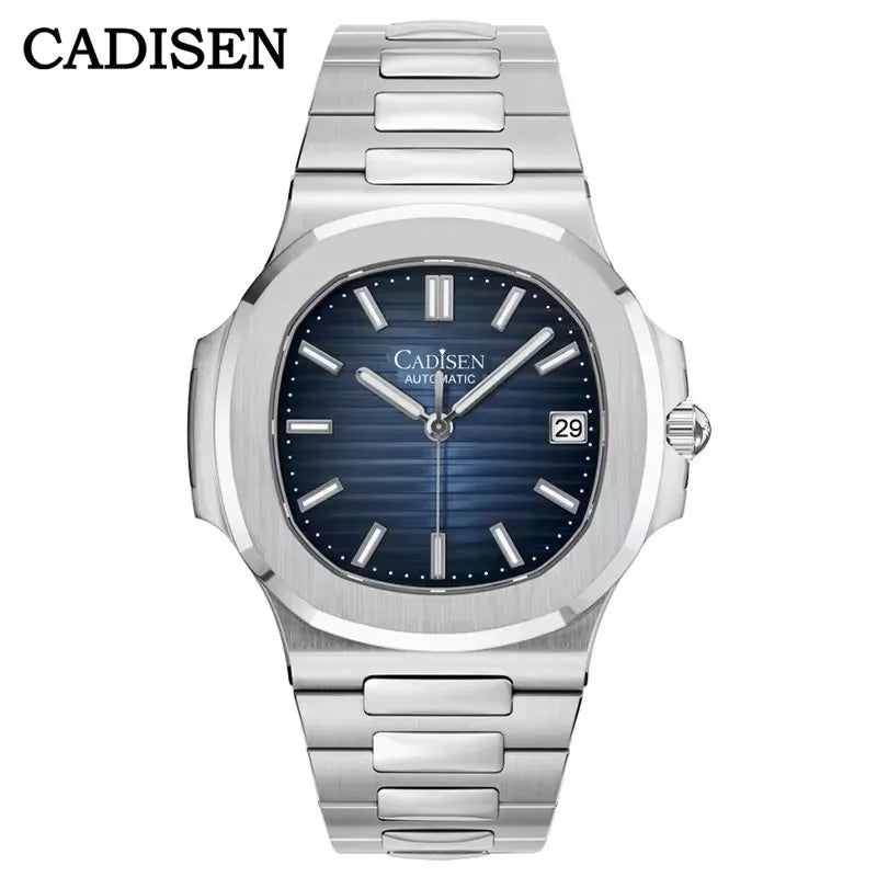 CADISEN 2024 New Design NH35A Movement Men Watch Mechanical Watch Male 100M Waterproof Automatic Sapphire Wrist Watch Blue Clock