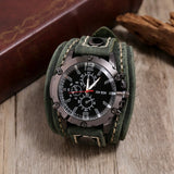 2025 Mens Quartz Wristwatch Fashion Cowhide Watchband Vintage Punk Big Round Watches Men Wide Genuine Leather Bracelets Clock