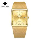 WWOOR 2024 Fashion Men Watch Full Steel Mesh Belt Waterproof Men Clock Luxury Watch For Men Quartz Sport Wristwatch Reloj Hombre