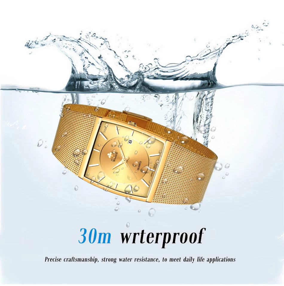 WWOOR Luxury Rectangle Watch - Ultra-Thin Stainless Steel Sport Timepiece