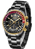 BIDEN 0163 New Men's Fashion Quartz Watches Sport Waterproof Luminous Multifunction Luxury Men Watch Stainless Steel Clock Gold