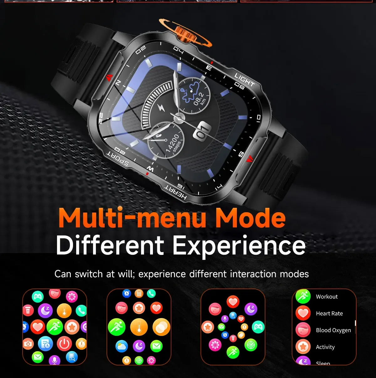 SENBONO 1100 Inch Large Battery MAX68 Smart Watch 2.01 Inch TFT Screen IP68 Sports Outdoor Flashlight Wireless Call Smart Watch - Wear444