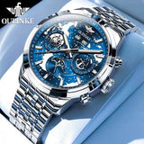 OUPINKE 3256 Fashion Men Watch Nebula Surge Dial Men Waterproof Night Light Calendar Week Original Automatic Mechanical Watch