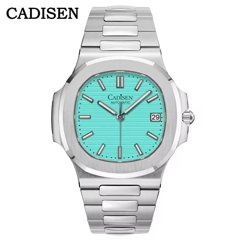 CADISEN 2024 New Design NH35A Movement Men Watch Mechanical Watch Male 100M Waterproof Automatic Sapphire Wrist Watch Blue Clock