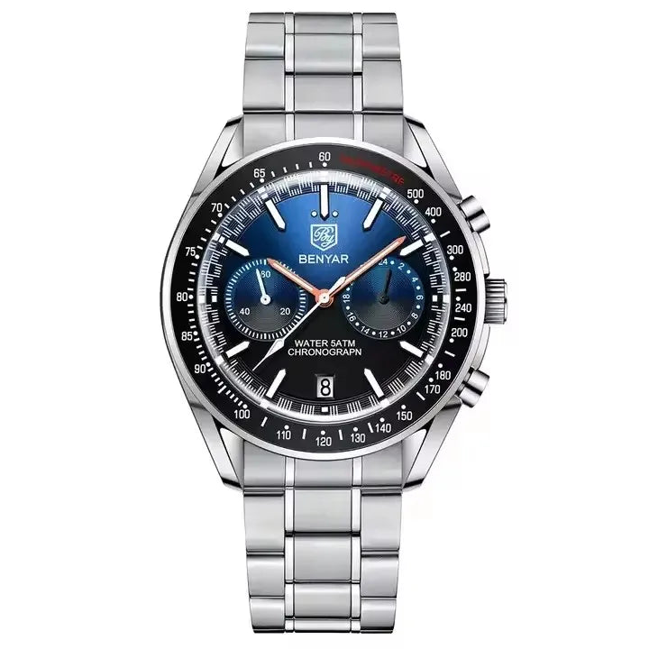 BENYAR 2023 New Design Top Sports Men Watch Quartz Watches Fashion Silicone Waterproof Automatic Chronograph 5194 Reloj Hombre