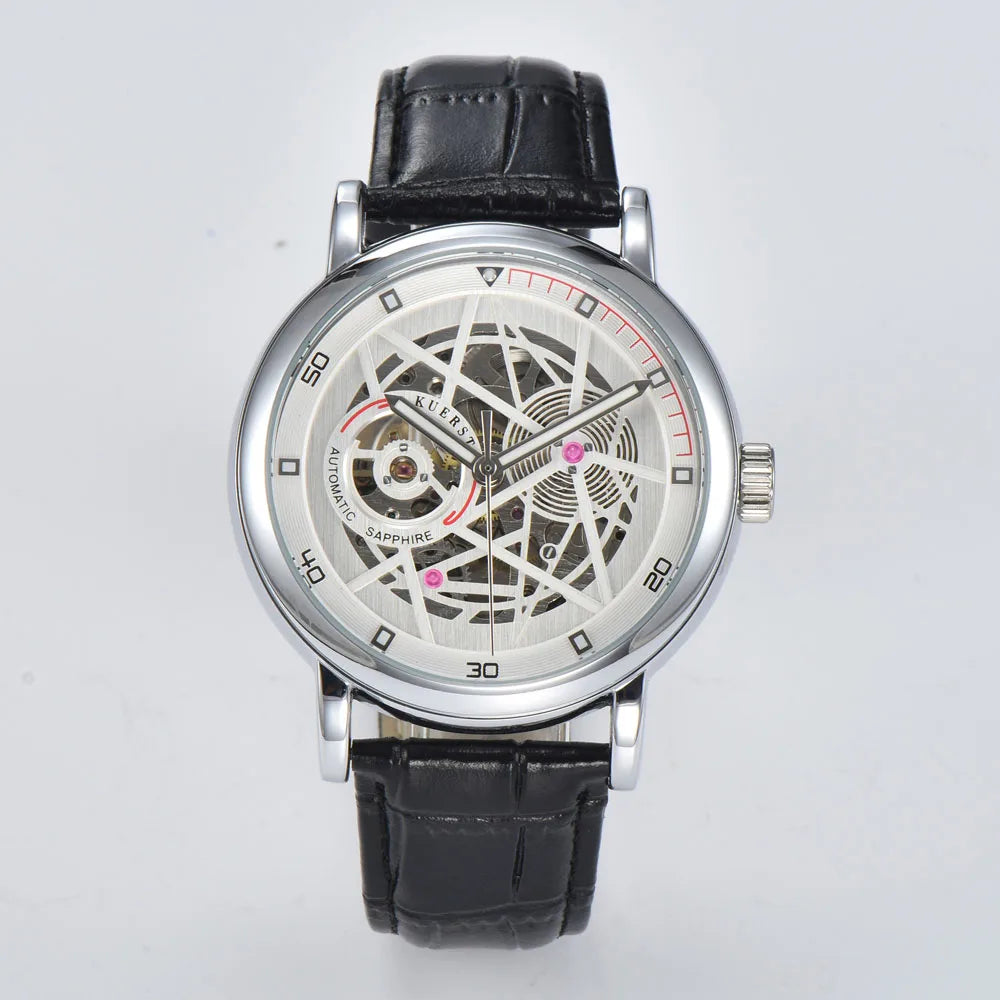 Hardlex Glass Transparent Sport Casual Mechanical Automatic Wrist Watch Waterproof Luxury Skeleton Steampunk Design Men Watch
